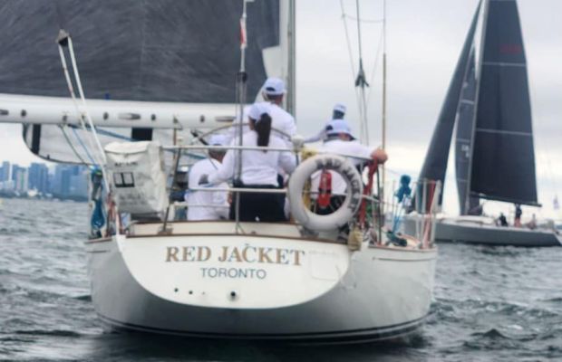 Red Jacket circling during the pre-start of the Race to Kingston 